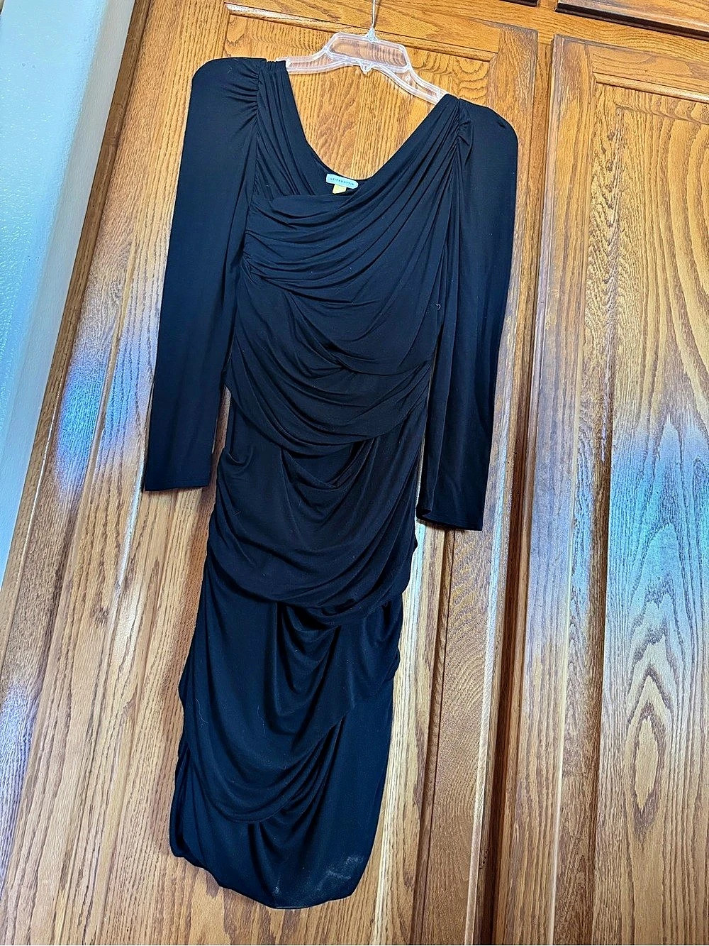 Pristine Leifsdottir Ruched Midi Dress in Black Size Small